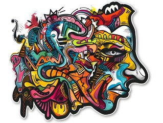 Fototapeta premium Stylish Streetwear Graffiti Sticker Design for Shirt and Apparel