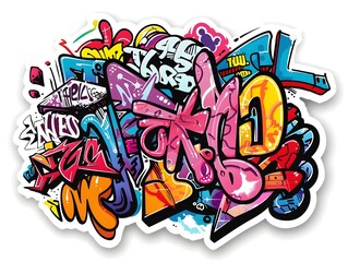 Fototapeta premium Stylish Streetwear Graffiti Sticker Design for Shirt or Apparel