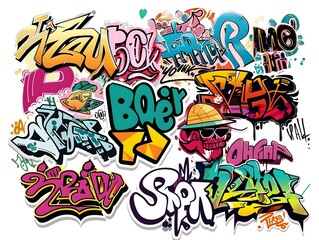 Stylish Streetwear Graffiti Sticker Design for Shirt or Apparel