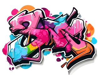 Obraz premium Stylish Streetwear Graffiti Sticker Design for Shirt or Apparel