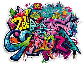 Obraz premium Stylish Streetwear Graffiti Sticker Design for Shirt or Wall Decor