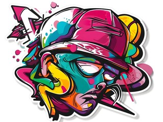 Stylish Streetwear Graffiti Sticker Design for Trendy Fashion and Urban Apparel