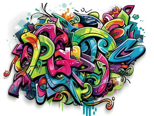 Stylish Streetwear Graffiti Sticker Design with Vibrant Colors and Abstract Patterns