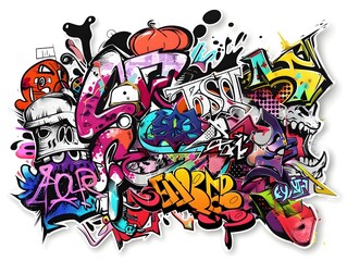 Vibrant Graffiti Inspired Sticker Design for Stylish Streetwear