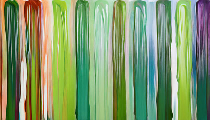 Texture of combination on abstract vertical lines in the following colors - avocado green, iguana green, light frog green, brown, yellow and caribbean green, painting