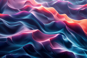 Fototapeta premium Minimalist design with wavy lines and pink and teal highlights, creating a modern and energetic abstract pattern on a black background,