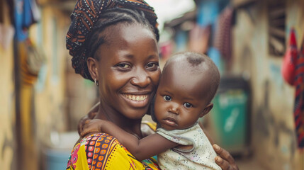 A woman is holding a baby in her arms