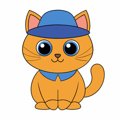 Adorable Halloween cat in a pumpkin with witch hat vector illustration featuring festive elements and a white background