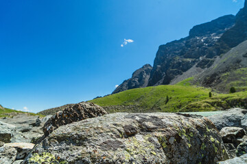 stone in the mountains as table
