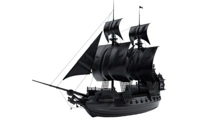 Black pirate ship transparent background
