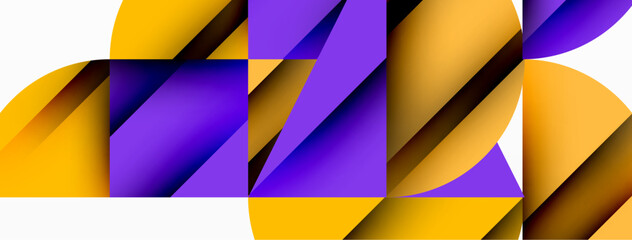 Obraz premium Circle, square and flower petal geometric background. Round shapes composition for wallpaper, banner, background or landing