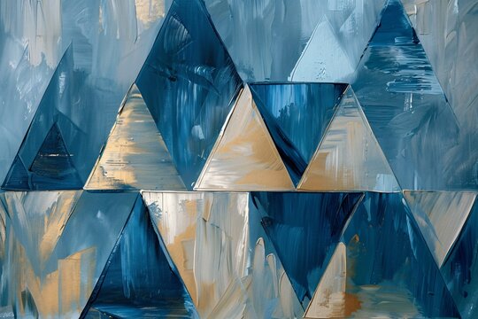 Blue and beige triangle painting.