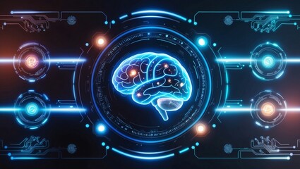 Digital representation of human brain showcasing advanced intelligence and connectivity. Technology concept