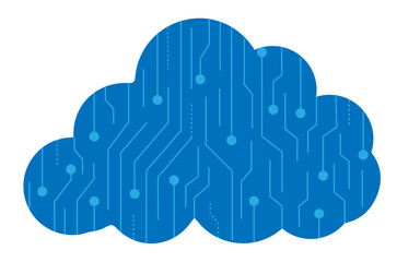 Cloud with circuit lines, Cloud computing with circuit lines, vector cloud computing image