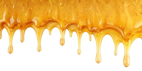 Dripping honey seamlessly repeatable from the top over white with copyspace AI-Generated Content