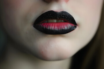 Fototapeta premium Close-up of women's pink lips. Make up.