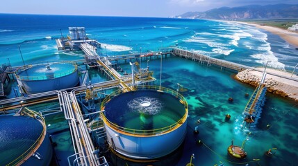 Obraz premium Desalination plant, coastal setting,