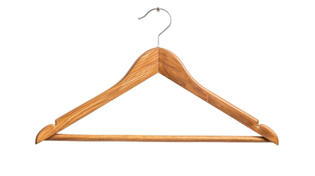 wooden hanger isolated on transparent background