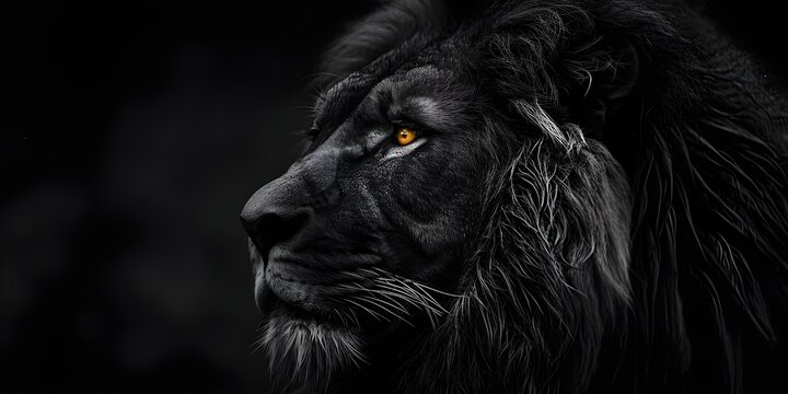 portrait of a lion black theme 