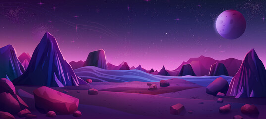 Fototapeta premium The Neon futuristic cosmos illustration, Game background, Illustration