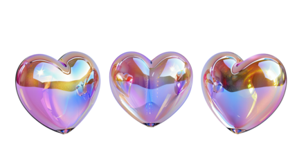 iridescent heart shape transparent background