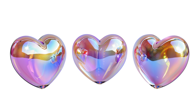 iridescent heart shape transparent background