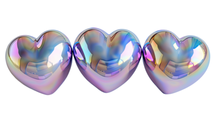 iridescent heart shape transparent background