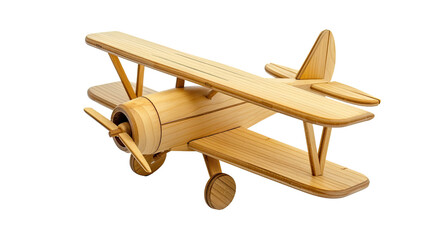 Wooden plane toy transparent background