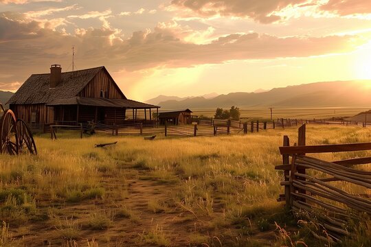 Western Ranch Achtergrond Ranch House Wallpaper