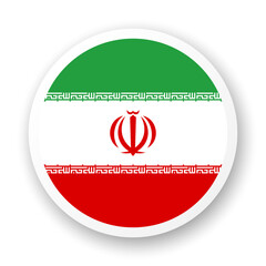 Flag of Iran flat icon. Round vector element with shadow. Best for mobile apps, UI and web design.