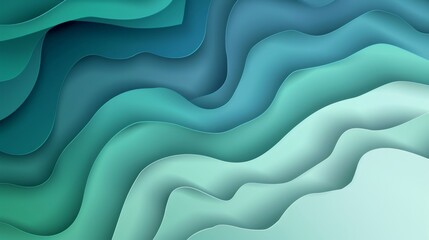Obraz premium realistic isolated blue and green gradient paper cut layer background for decoration and covering. Concept of geometric abstract design template