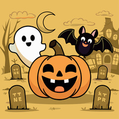 Halloween witch, skull and pumpkin, dark themer Artwork
