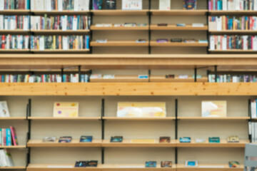 blurred background - bookshelves in the library