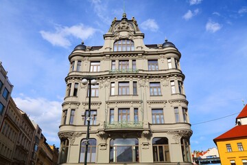 Prague Jungmann Square - Jungmannovo Namesti. Best landmarks of Czech Republic.