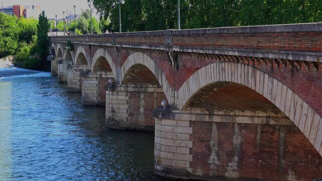Bridge Pont du Halage du Tounis. Toulouse, France on Garonne river