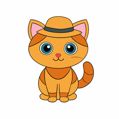 Playful cat in a witch's hat inside a carved pumpkin with Halloween decorations in a fun vector illustration for Cat Day