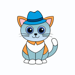 Playful cat in a witch's hat inside a carved pumpkin with Halloween decorations in a fun vector illustration for Cat Day