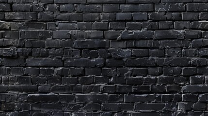 realistic isolated panoramic black brick wall background for template and layout decoration