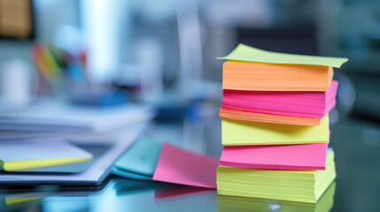A stack of empty notes on a business desk, awaiting important memos and reminders