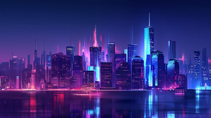 Obraz premium The new york skyline america night city, Illustration