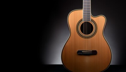 Obraz premium Timeless Melody: The Acoustic Guitar’s Beauty in Shadow