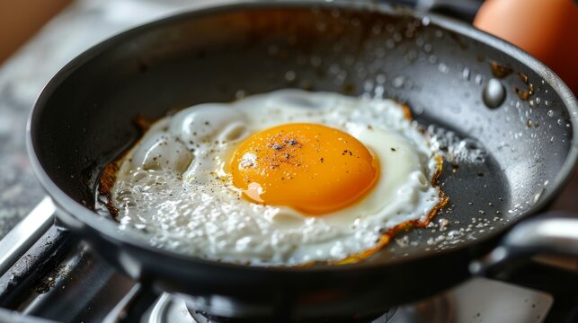 1-shot fried egg on a frying pan