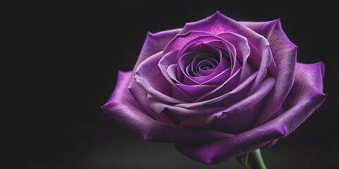 Hyper realism amazing real and stunning purple rose black background Creative AI