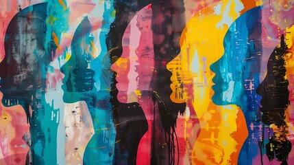 Diverse group of abstract human figures representing unique personalities and differences, symbolizing individuality and diversity in a modern, artistic style.