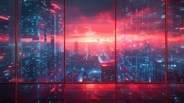 A cybernetic tech firm with robotic R&D labs and neon innovation hubs, leading advancements. 