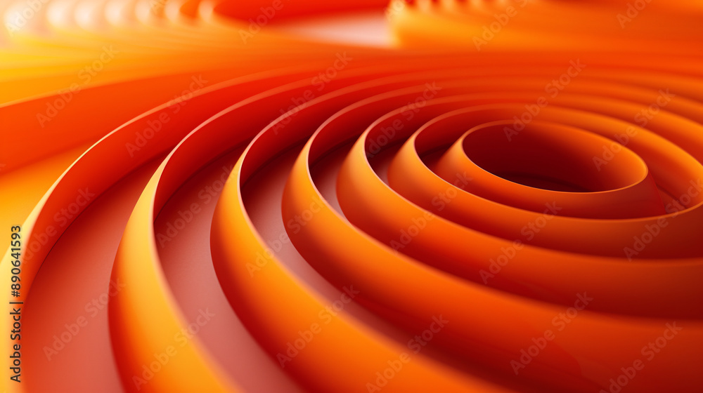 Wall mural A dynamic 3D design with layered orange concentric rings, leaving ample copy space on the left side for creative use