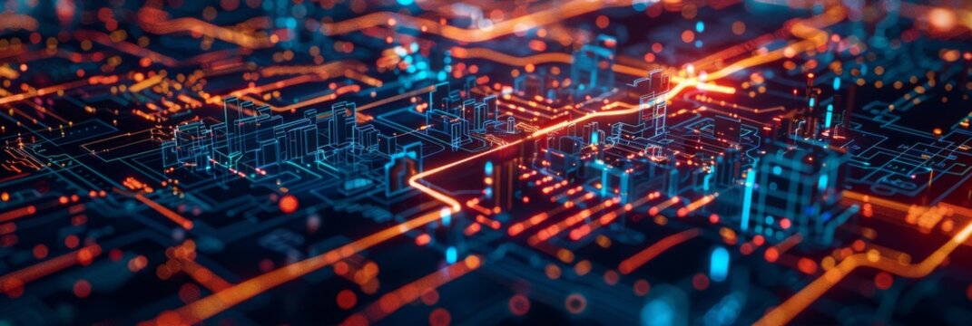 Detailed image of a city map integrated with a digital interface illustrating data processing - Powered by Adobe