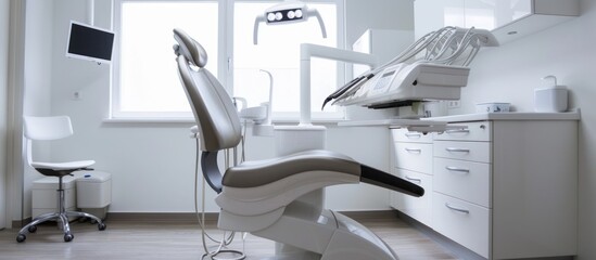 Modern Dental Chair in a Sterile and White Room