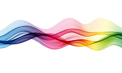 Rainbow horizontal wave lines on white background