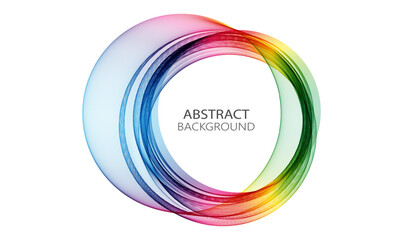 Rainbow lines circular wave on white background, design element, frame